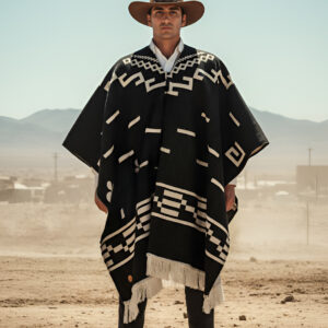Clint Eastwood Alpaca Poncho Replica Handmade Black5