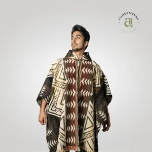 Poncho Geometry Andean Baby Alpaca for men
