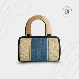 Handmade Toquilla Straw and Denim Bag from Ecuador