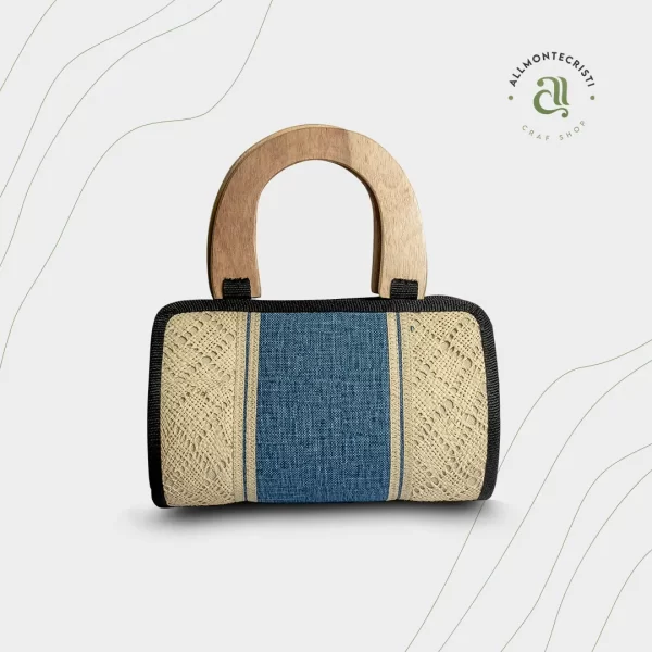 Handmade Toquilla Straw and Denim Bag from Ecuador