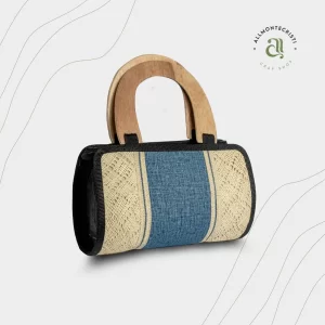 Handmade Toquilla Straw and Denim Bag from Ecuador