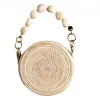 Handmade Toquilla Straw Bag with Tagua Handle Round Summer Handbag